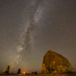 Moonset and Milky Way, Haystack Rock - Cannon Beach, Oregon