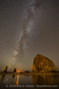 Moonset and Milky Way, Haystack Rock, Cannon Beach, Oregon