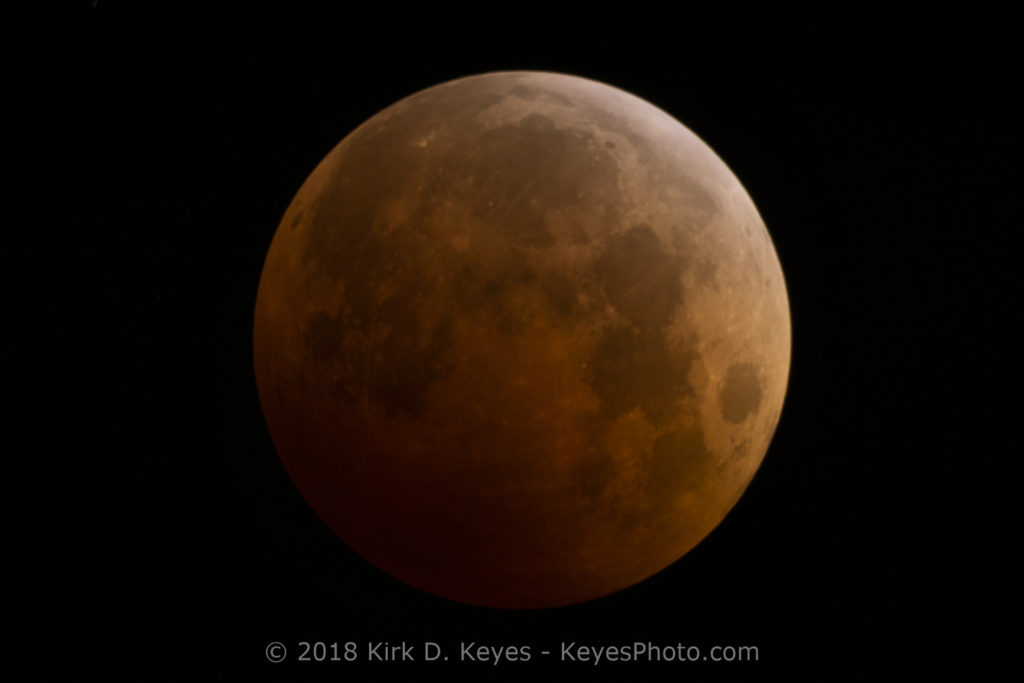 A Total Lunar Eclipse of the Moon. Photographed on 9 October 2014 with a 1260mm lens. Photo Credit: ©2018 Kirk D. Keyes