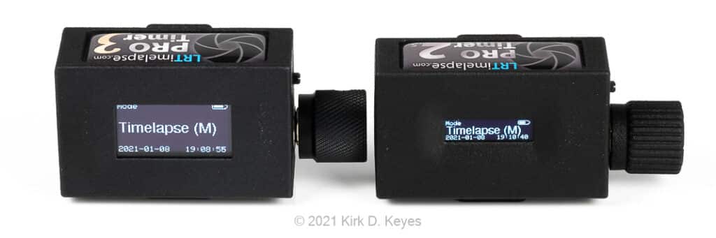 The LRTimelapse Pro Timer 3 display is significantly larger than the 2.5. Copyright 2021 Kirk D. Keyes